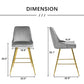 KirKasa Counter Height Bar Stools Set of 2 with Gold Legs Upholstered Velvet 26" BarStools with Back for Island Kitchen Dining Room