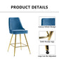 KirKasa Counter Height Bar Stools Set of 2 with Gold Legs Upholstered Velvet 26" BarStools with Back for Island Kitchen Dining Room