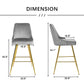 KirKasa Counter Height Bar Stools Set of 2 with Gold Legs Upholstered Velvet 26" BarStools with Back for Island Kitchen Dining Room