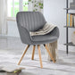 KirKasa Mid Century Modern Desk Chair No Wheels Swivel Accent Home Office Chair with Walnut Color Wood Legs for Living Room，grey