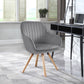 KirKasa Mid Century Modern Desk Chair No Wheels Swivel Accent Home Office Chair with Walnut Color Wood Legs for Living Room，grey