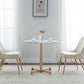 KirKasa 31.5" Round Dining Table Modern Faux Marble Wood Kitchen Table with Gold Metal Legs for Small Space Dining Room