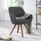 KirKasa Mid Century Modern Desk Chair No Wheels Swivel Accent Home Office Chair with Walnut Color Wood Legs for Living Room, Brown