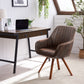 KirKasa Mid Century Modern Desk Chair No Wheels Swivel Accent Home Office Chair with Walnut Color Wood Legs for Living Room, Brown