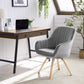 KirKasa Mid Century Modern Desk Chair No Wheels Swivel Accent Home Office Chair with Walnut Color Wood Legs for Living Room，grey