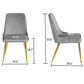 KirKasa Dining Chairs Set of 4 Upholstered Mid-Century Modern Velvet Accent Desk Chair with Gold Legs for Kitchen Living Room Grey