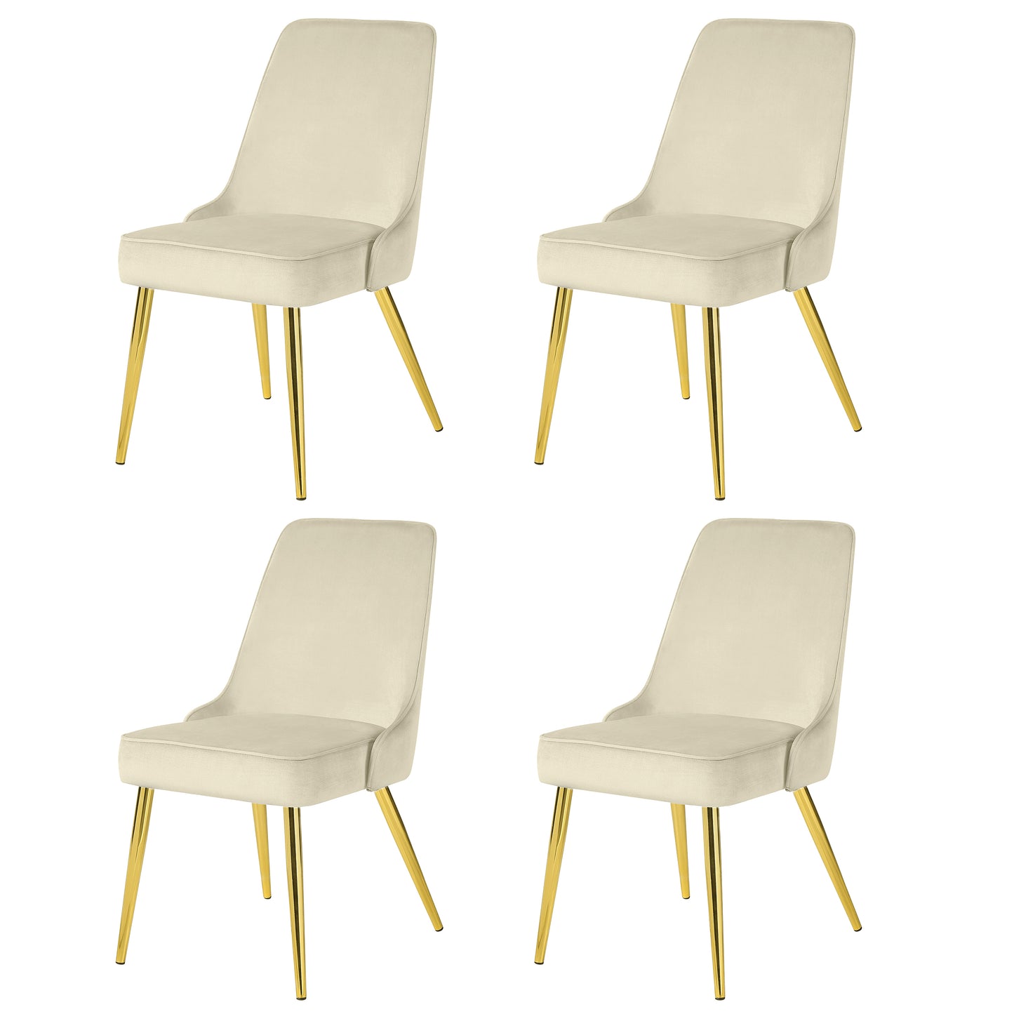 KirKasa Dining Chairs Set of 4 Upholstered Mid-Century Modern Velvet Accent Desk Chair with Gold Legs for Kitchen Living Room Grey