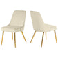 KirKasa Upholstered Dining Chairs Sets of 2 Mid-Century Modern Desk Comfy Side Chair with Gold Legs for Kitchen Living Room