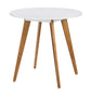 KirKasa Small Kitchen Table - 31.5" Round Dining Table, White Table with Walnut Wood Finish, Mid Century Modern Style for Dinning, Dinner, Breakfast, Narrow Space, 2 to 4 People