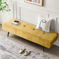 KirKasa Entryway Bench - Yellow Bench for Bedroom, Modern Ottoman End of Bed, Corduroy Padded Benches for Living Room, Foyer, Mudroom, Hallway - 39" L x 14" W x 17" H